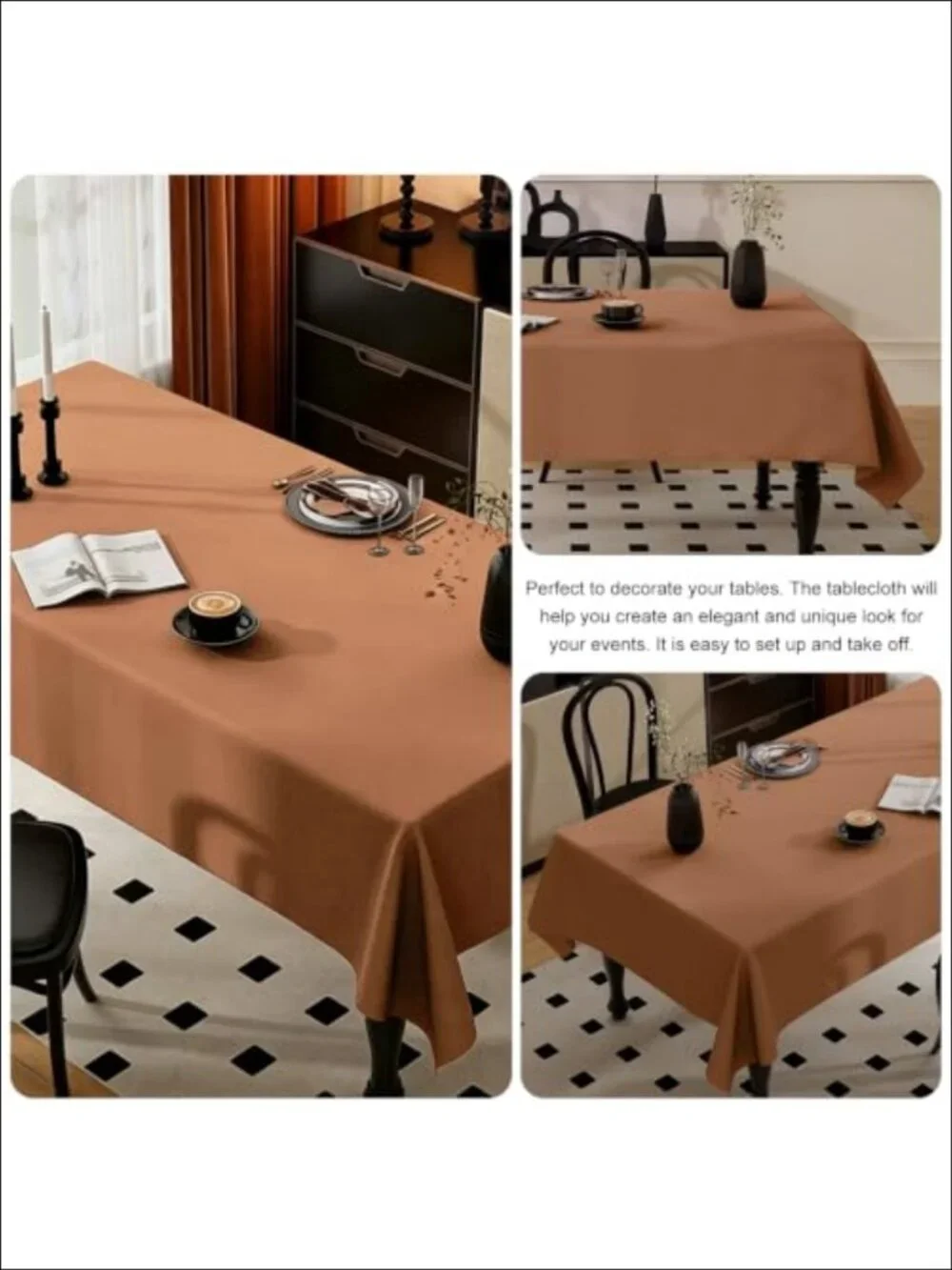 4 Pack Rectangle Tablecloth 60x102 Washable Polyester Table Cover Dining